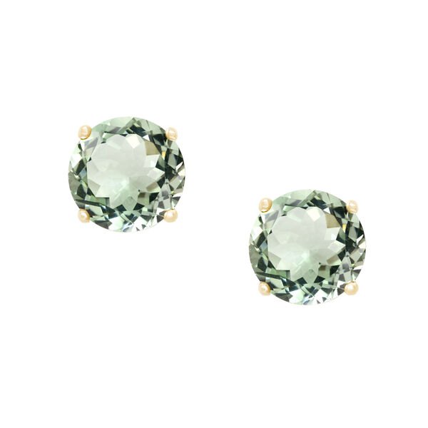 Boucles d’oreilles sur clou en or jaune et quartz vert