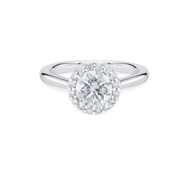 Bague de fiançailles à diamant solitaire rond avec simple halo