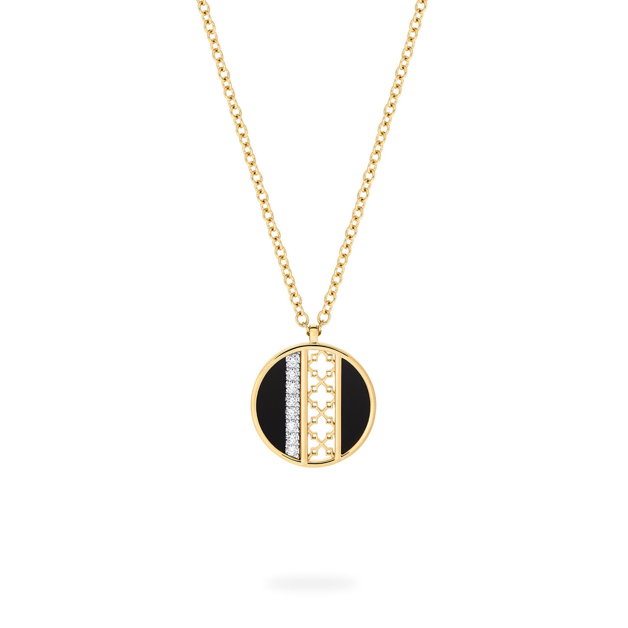 Pendentif Médaillon Onyx et Diamant, M (18 mm) image number 0