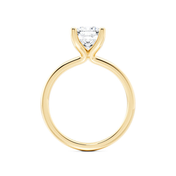 Cushion-Cut Solitaire Diamond Engagement Ring in Yellow Gold