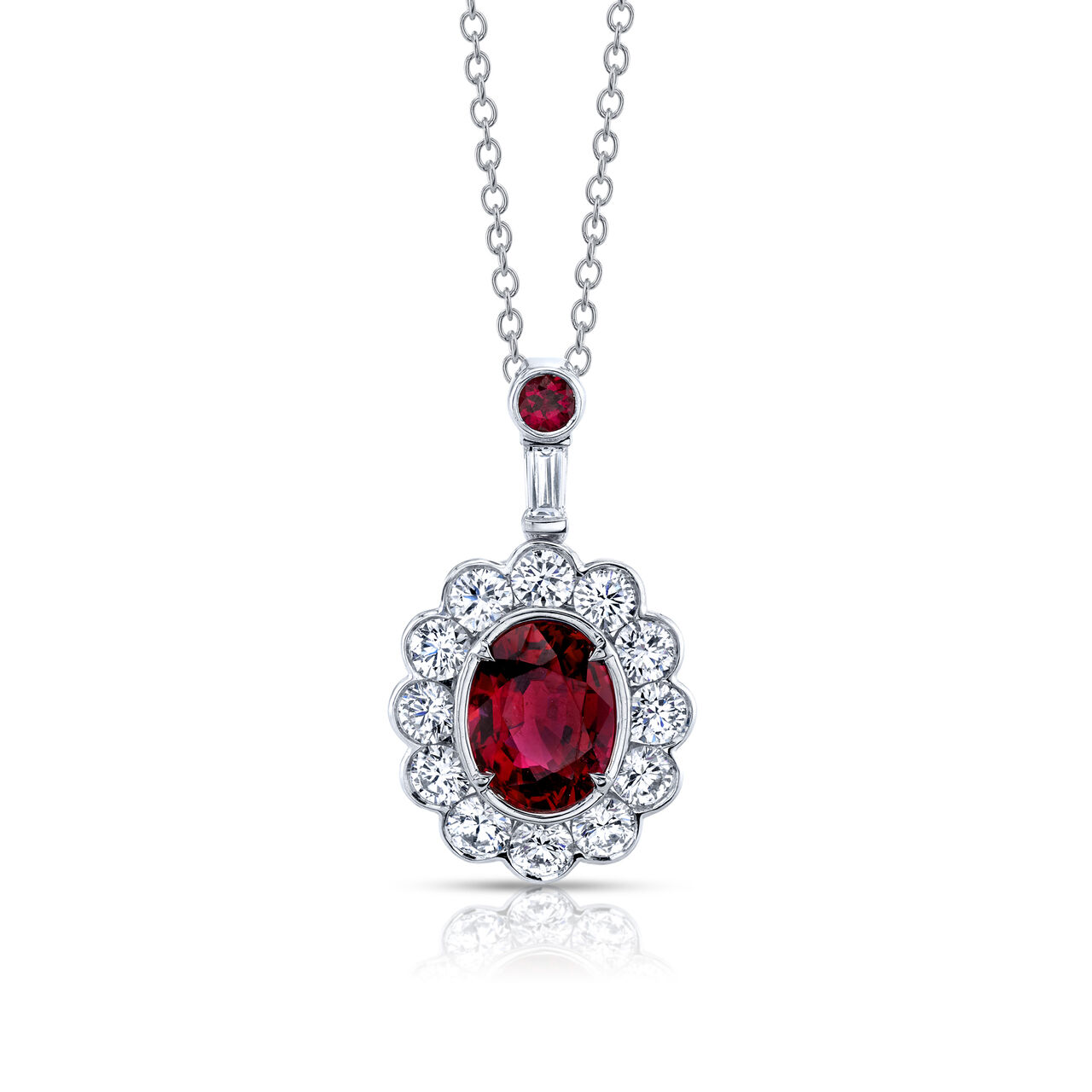 omi prive oval ruby and diamond pendant  p1349 front image number 0