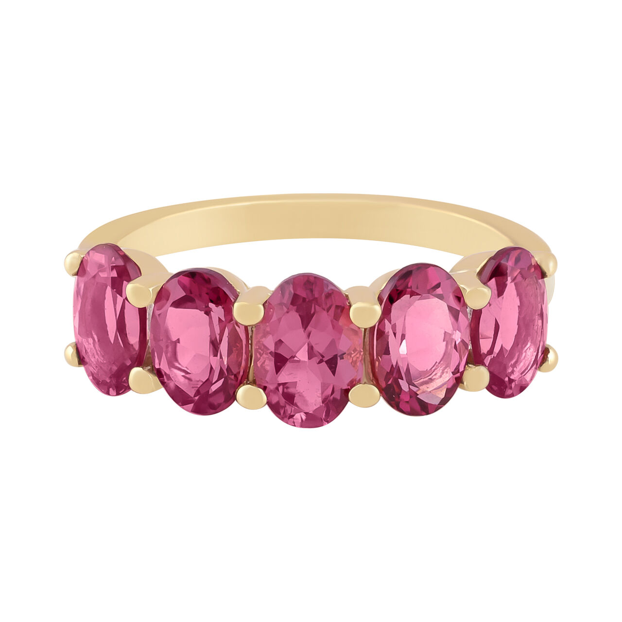 Bague &agrave; cinq pierres tourmaline rose, 1.88ct en or jaune. image number 0