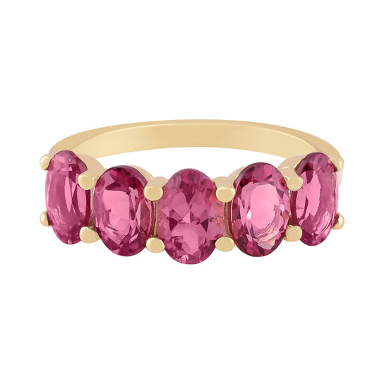 Bague &agrave; cinq pierres tourmaline rose, 1.88ct en or jaune. image number 0