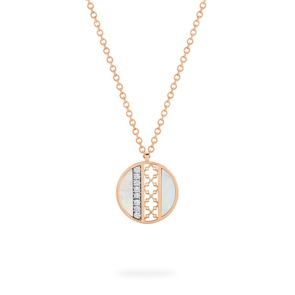 Mother-of-Pearl and Diamond Medallion Pendant, M (18 mm)