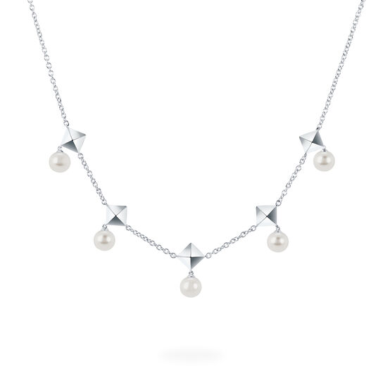 bijoux birks rock pearl freshwater pearl and stud chain necklace image number 0