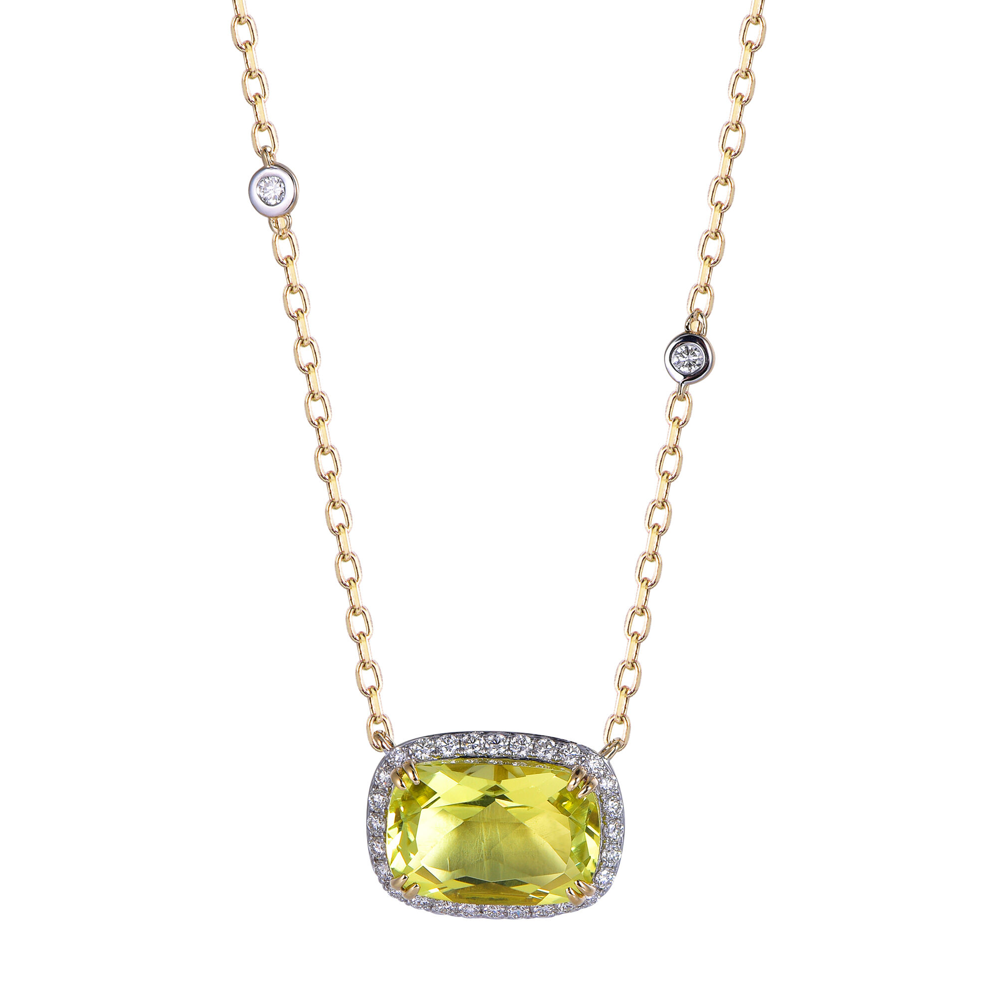 Lemon Quartz Pendant in Yellow Gold