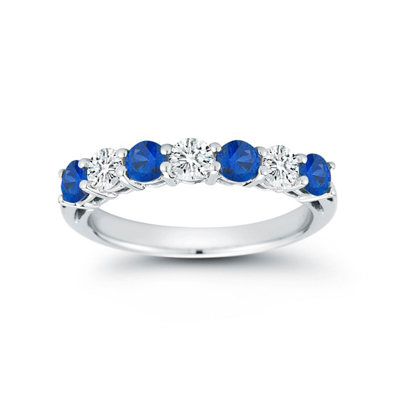Bijoux Birks 7 Stone 0.30Ct Diamond And 00Ct Sapphire Wedding Band image number 0