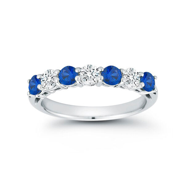 7 Stone 0.30ct Diamond and 0.50ct Sapphire Wedding Band