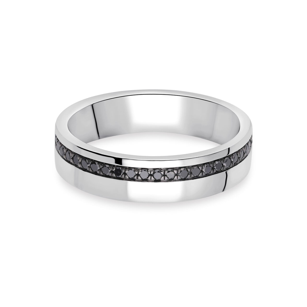 Birks Essentials Bague pour homme en argent sterling avec diamants noirs image number 0