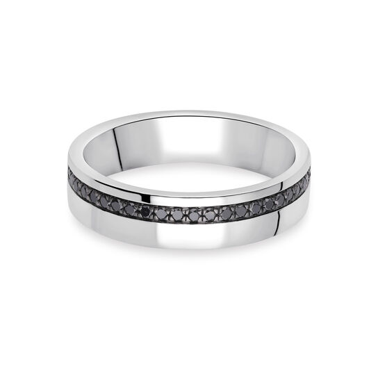 Birks Essentials Bague pour homme en argent sterling avec diamants noirs image number 0