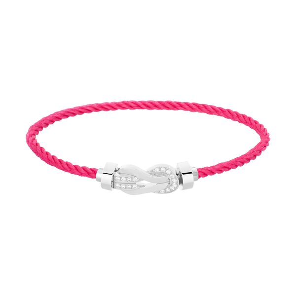 Bracelet cable Chance Infinie en or blanc avec pavé de diamants, modèle moyen