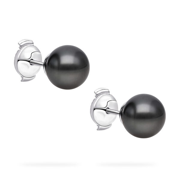 Boucles d'oreilles en perles de Tahiti de 10 &agrave; 10,5 mm, en or blanc