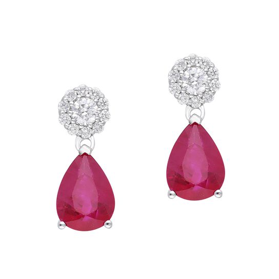 Ruby and Diamond Teardrop Earrings  image number 0