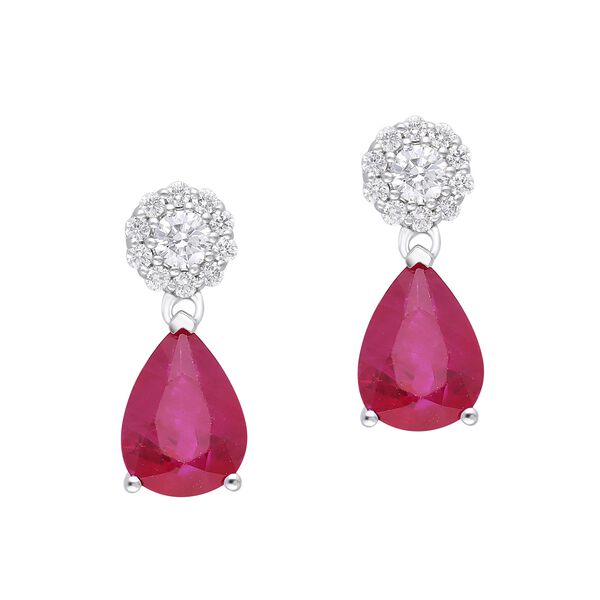 Ruby and Diamond Teardrop Earrings