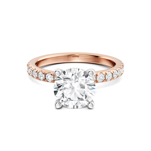 Bague de fian&ccedil;ailles en or rose &agrave; diamant solitaire rond avec halo cach&eacute;