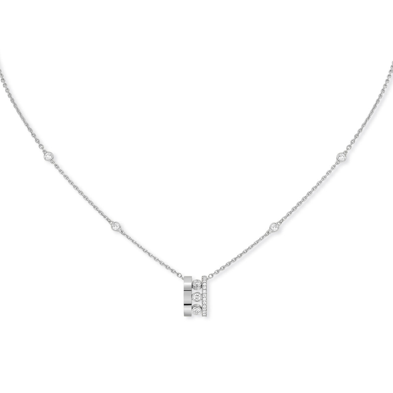 Pendentif Move Romane en or blanc avec diamants image number 0