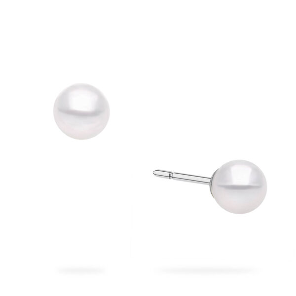 Boucles d'oreilles en perles Akoya AAA de 7 &agrave; 7,5 mm, en or blanc