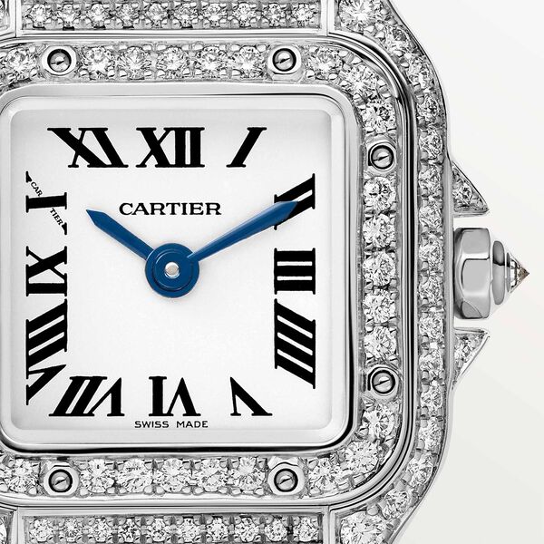Panthère de Cartier 25 x 20mm quartz en or blanc et diamants, mini modèle