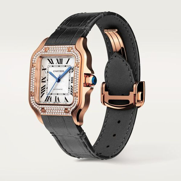 Santos de Cartier Medium Automatic 35 mm Rose Gold and Diamond