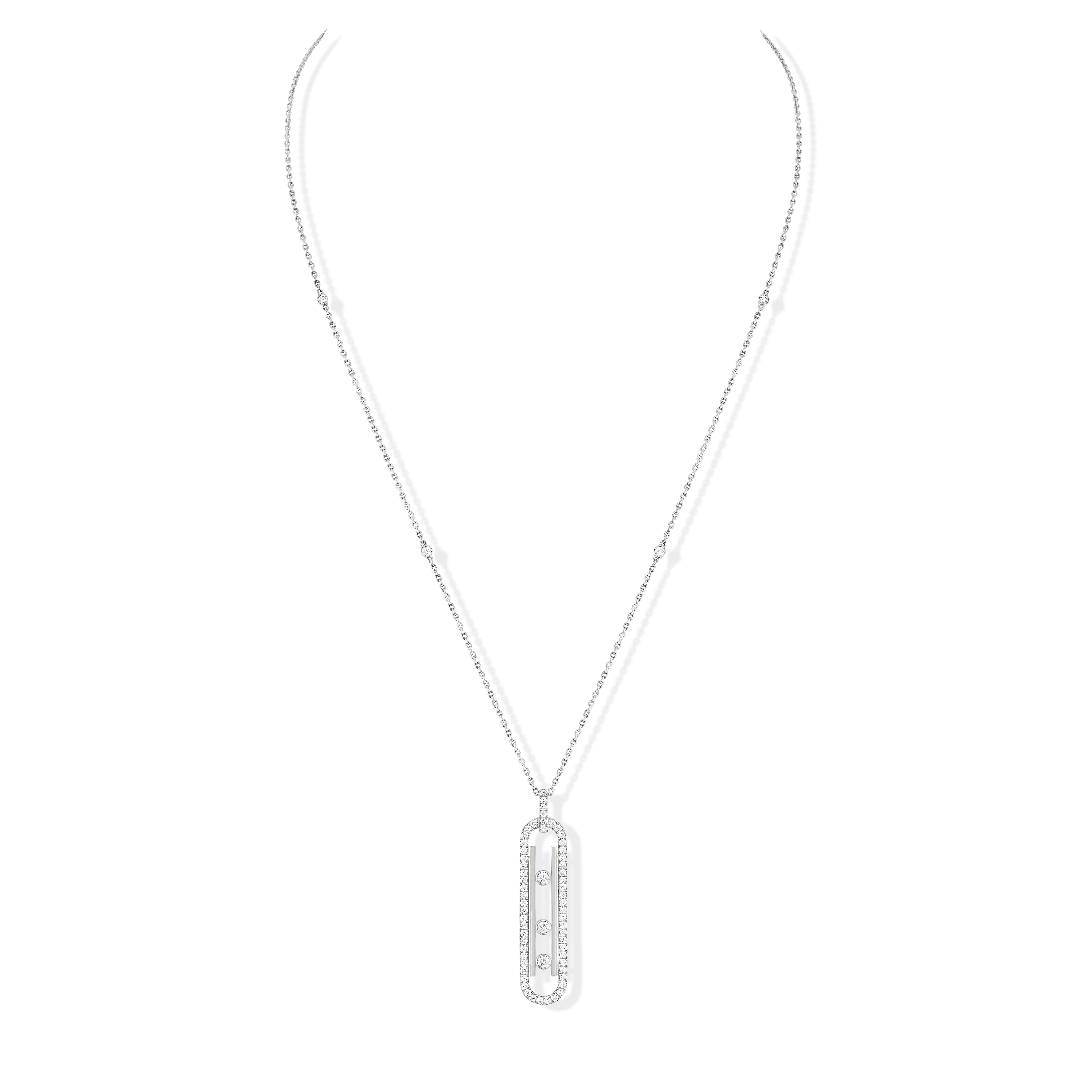 Move 10th Small White Gold and Diamond Pavé Necklace