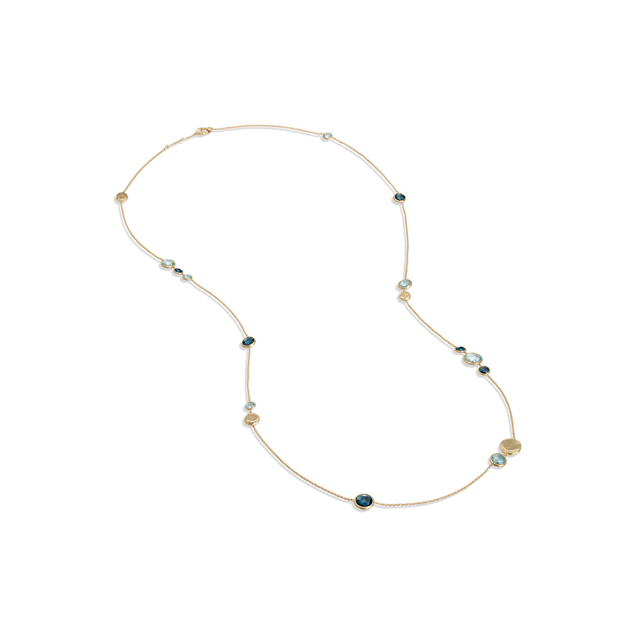 Jaipur Colour Yellow Gold and Blue Topaz Sautoir Necklace image number 0