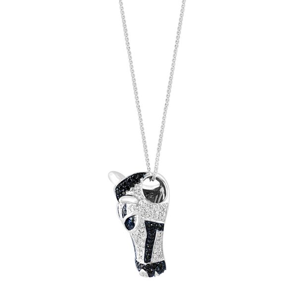 Pendentif zèbre en diamant, diamant noir et saphir