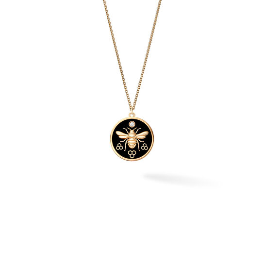 Bijoux Birks Bee Chic Large Black Enamel And Diamond Round Medallion In Yellow Gold image number 0