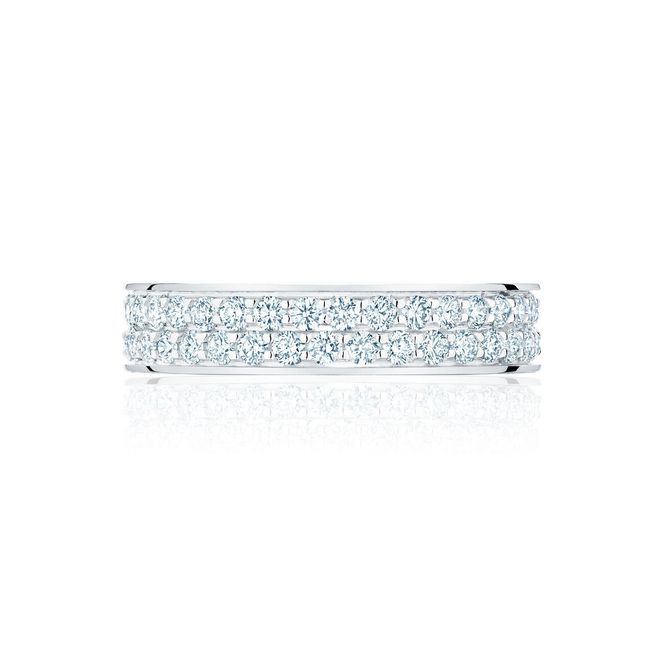 Bijoux Birks White Gold And Two Row 1.20Ct Diamond Channel Set Eternity Wedding Band image number 0