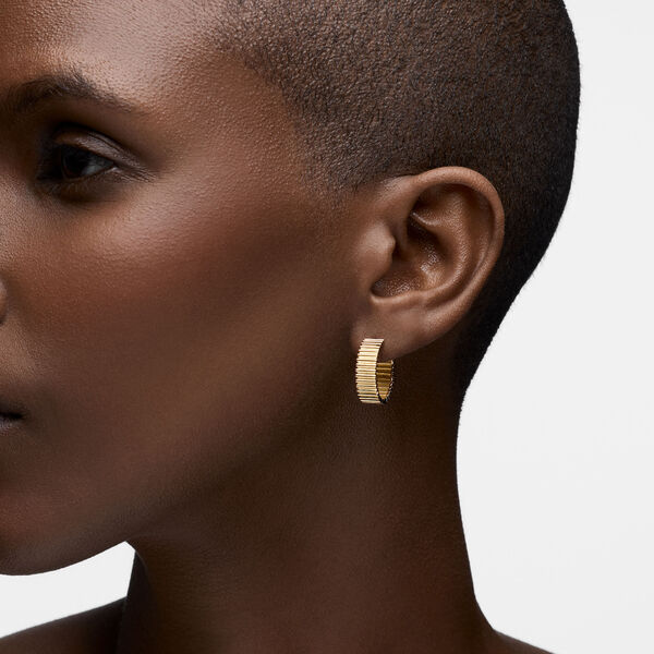 Boucles d'oreilles  anneaux plissées en or jaune