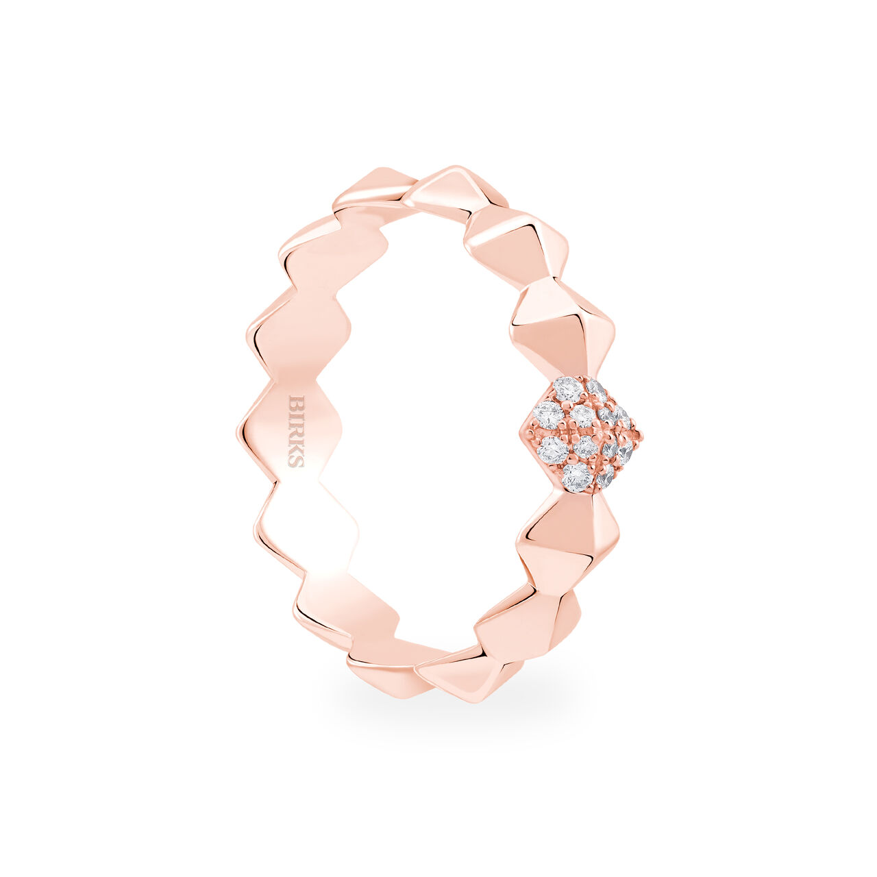 Birks Iconic Stackable Rose Gold And Diamond Rock & Pearl Ring image number 2