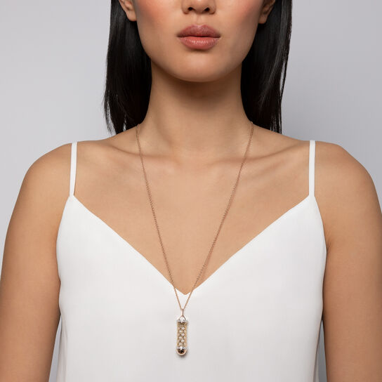 bijoux birks dare to dream yellow rose and white gold message pendant on model image number 2