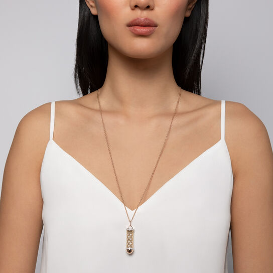 bijoux birks dare to dream yellow rose and white gold message pendant on model image number 1