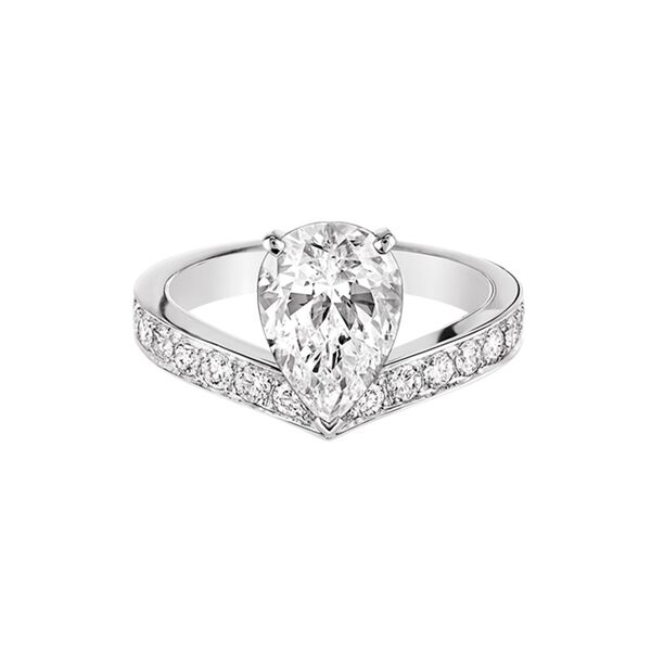 Solitaire Joséphine Aigrette en platine. pavé de diamants à partir de 2 Carats