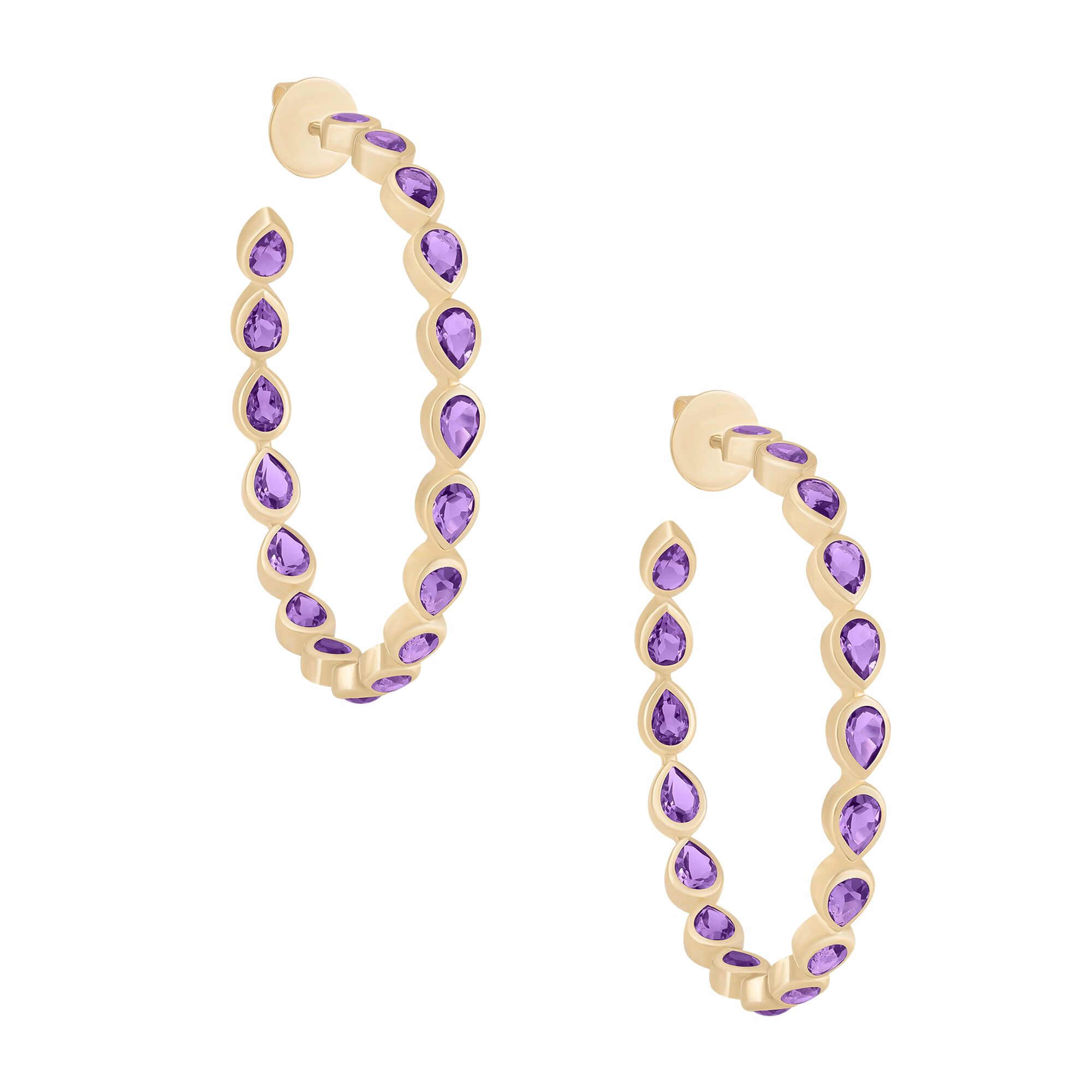 Amethyst Pear Shape Hoop Earrings