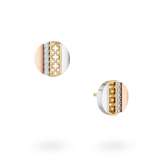 Birks Dare to Dream Diamond Circle Earrings, Tri-Gold image number 0