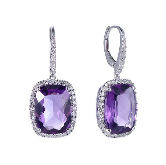 Amethyst Earrings in White Gold image number 0