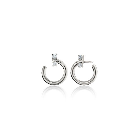 Monica Rich Kosann Galaxy Small Silver and White Sapphire Hoop Earrings 45049 image number 2