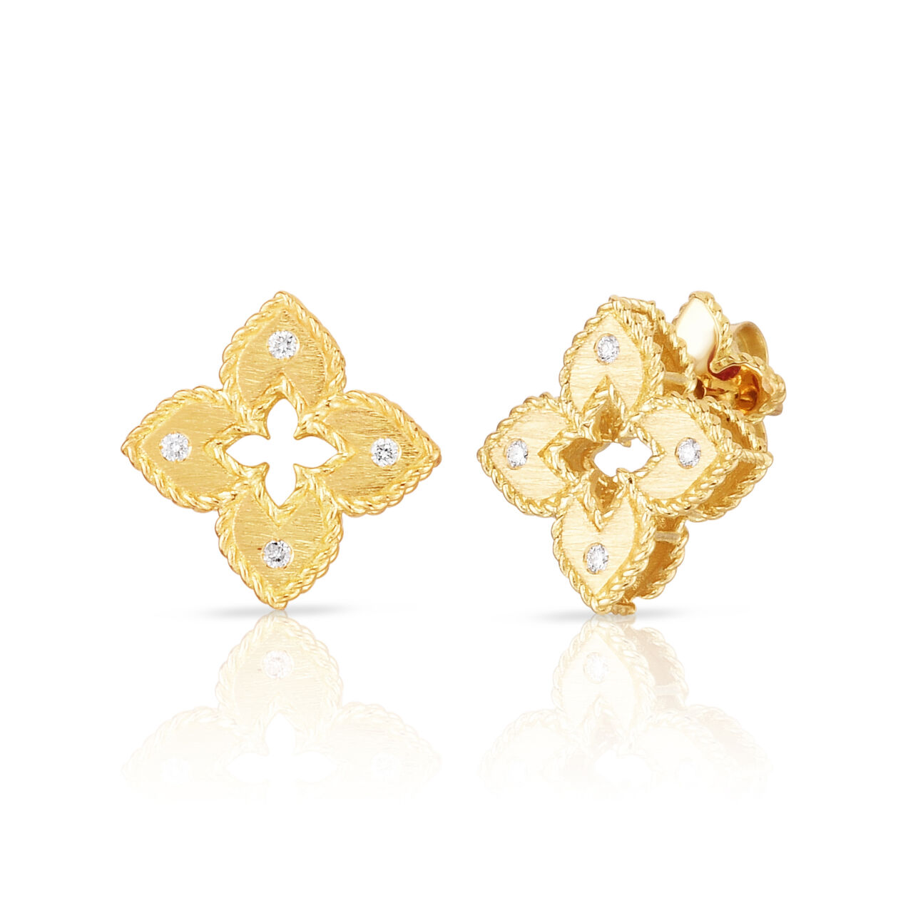 Venetian Princess Yellow Gold and Diamond Stud Earrings image number 0
