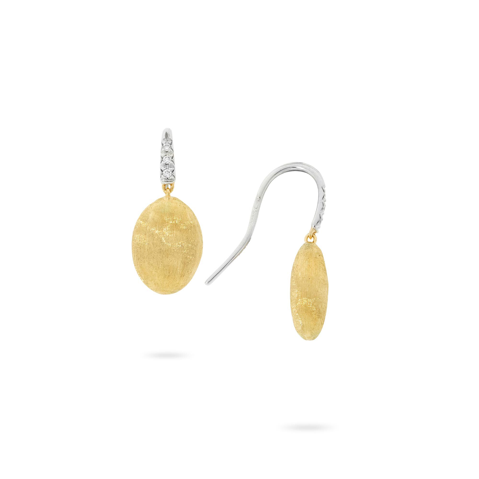Marco Bicego Siviglia Grande Yellow Gold and Diamond French Wire Hook Earrings
