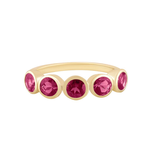 Bague &agrave; cinq pierres tourmaline rose, 1.12ct en or jaune. image number 0