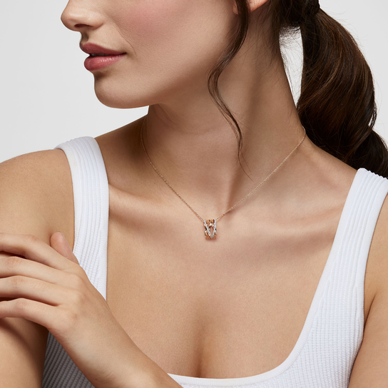 Birks Rosée du Matin Diamond and Yellow Gold Pendant On Model image number 1
