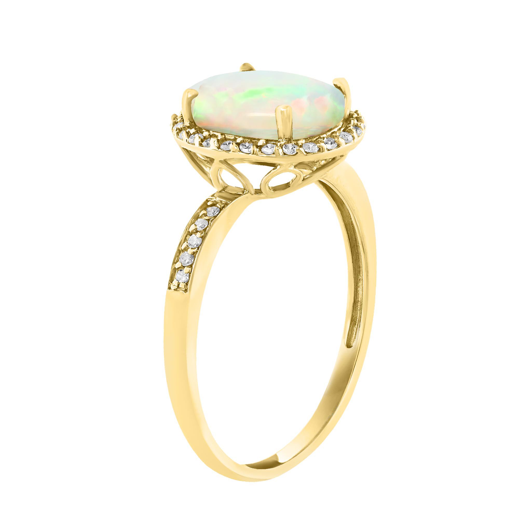 Opal and diamond store ring yellow gold