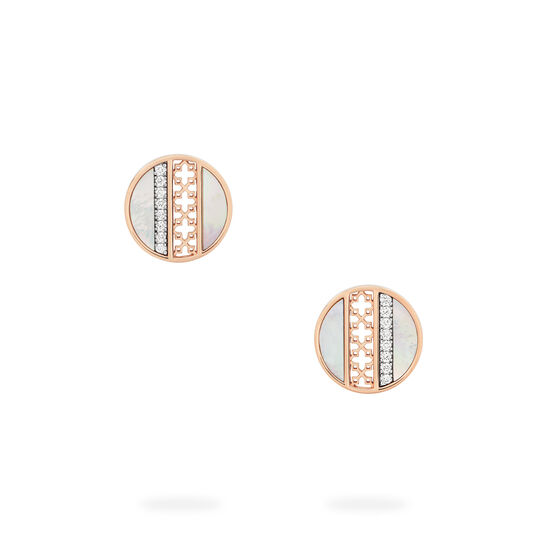 Mother-of-Pearl and Diamond Circle Earrings, Rose Gold Front image number 0