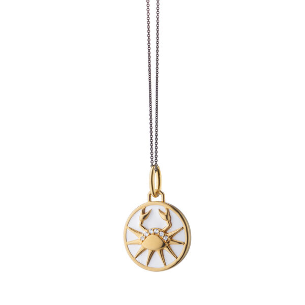 Zodiac x Colour Charms Yellow Gold Vermeil, Enamel and White Sapphire Cancer Pendant
