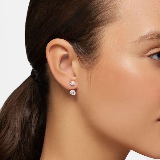 Birks Snowflake Diamond Cluster Jacket Earrings, Small on model image number 1