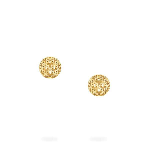 Yellow Gold Mesh Ball Earrings