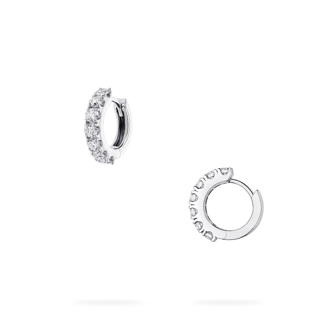 Front and side view of Birks Essentials Diamond Hoop Earrings in white gold image number 0