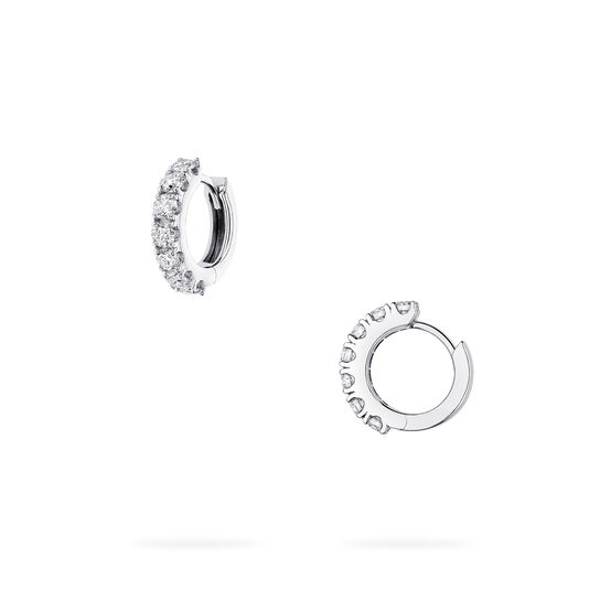 Front and side view of Birks Essentials Diamond Hoop Earrings in white gold image number 0