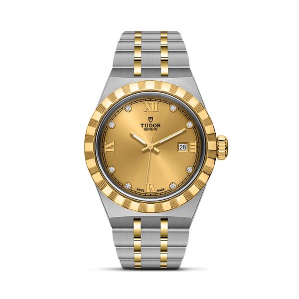 TUDOR Royal 28 mm automatique en or jaune, acier inoxydable et diamants