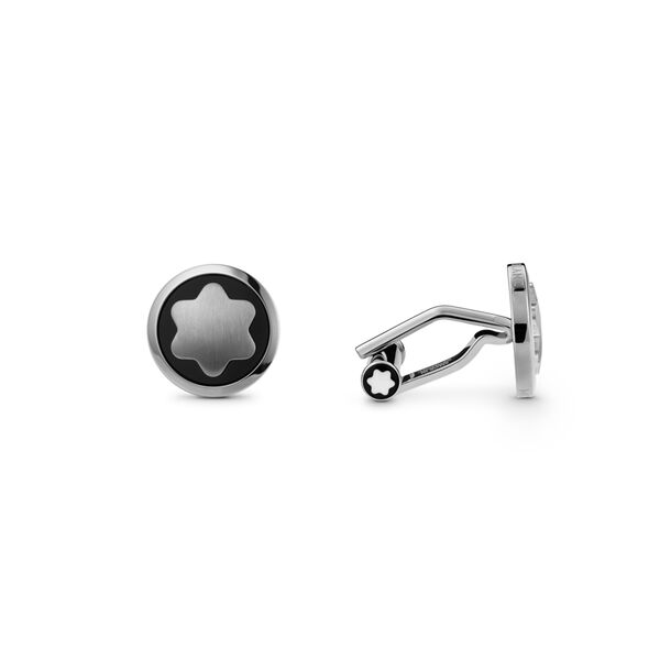 Boutons de manchette Star en acier inoxydable avec onyx
